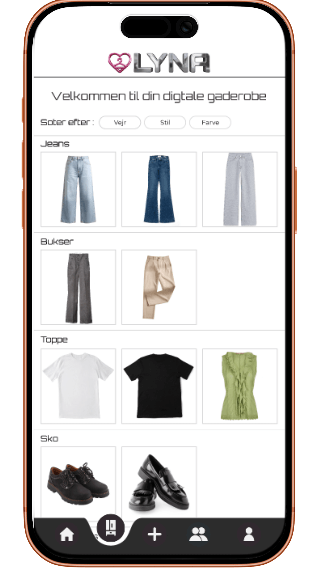 Online garderobe funktion